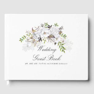 Livre D'or Mariage floral blanc et or