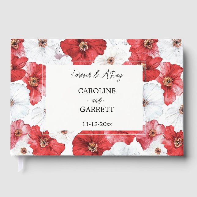 Livre D'or Mariage Floral blanc rouge (Recto)