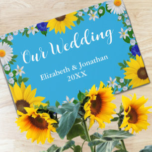 Livre D'or Mariage Floral bleu ciel d'été