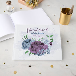 Livre D'or Mariage floral bleu pourpre