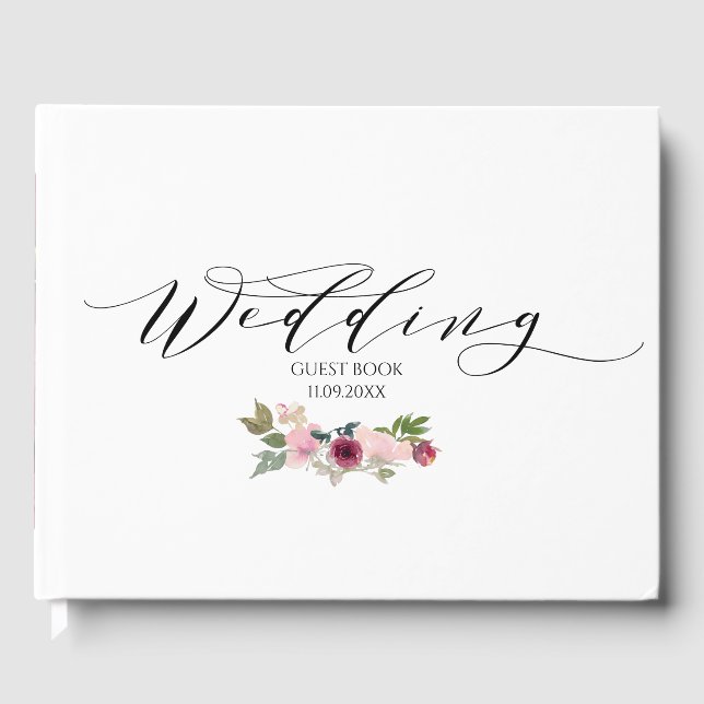 Livre D'or Mariage floral bourguignon et flou (Recto)
