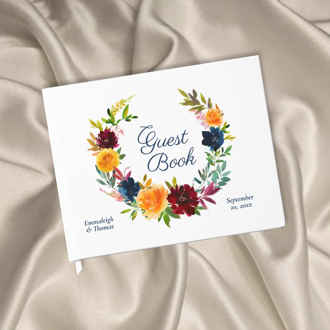 Livre D'or Mariage floral d'aquarelle brillante (Créateur téléchargé)