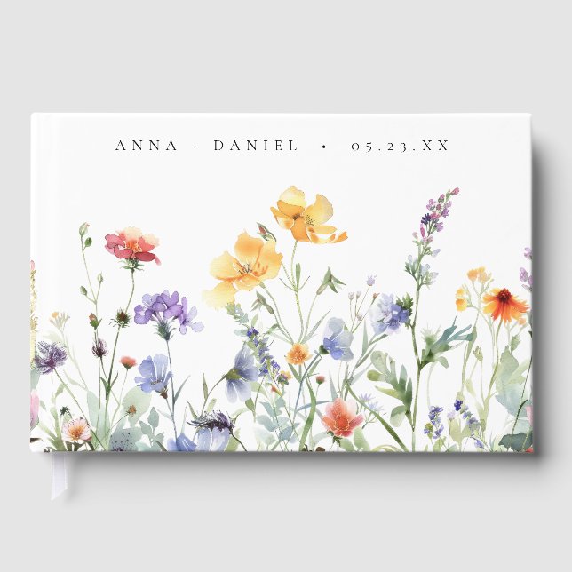 Livre D'or Mariage floral d'aquarelle dynamique (Recto)