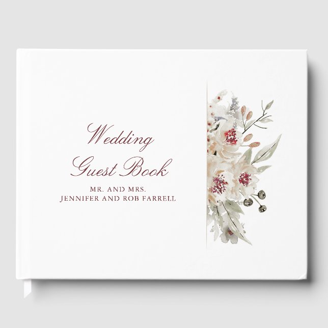 Livre D'or Mariage floral de Bourgogne et d'Ivoire (Recto)