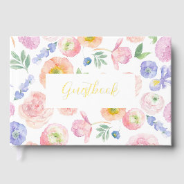 Livre D'or Mariage floral de l'aquarelle de printemps