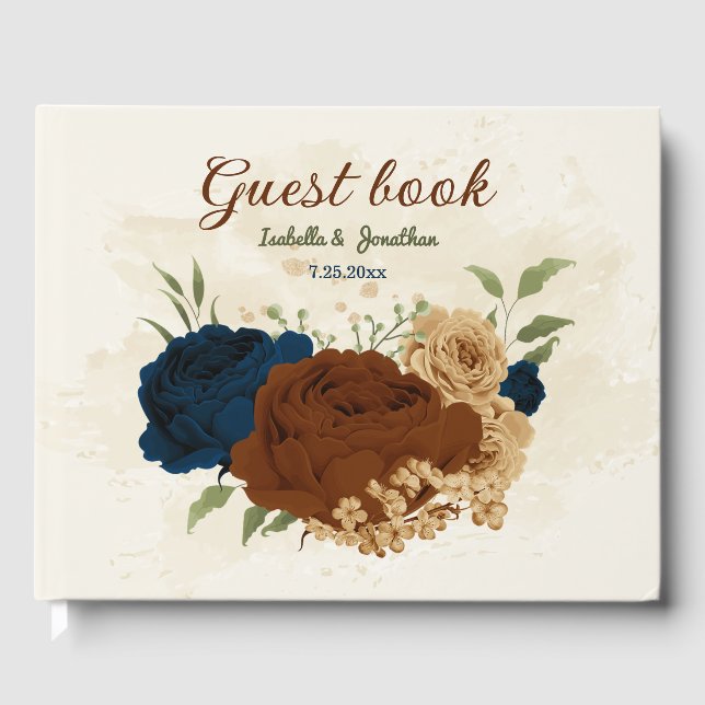 Livre D'or mariage floral de terre cuite (Recto)