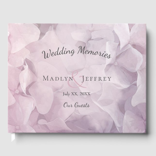 Livre D'or Mariage floral d'été rose pâle Hydrangea (Recto)
