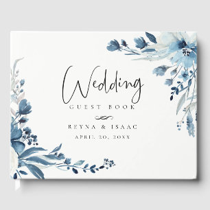 Livre D'or Mariage floral Dusty Blue Navy
