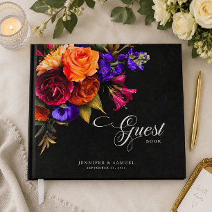 Livre D'or Mariage Floral Élégant et Vibrant de Récolte