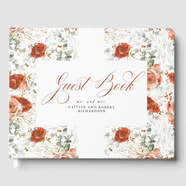Livre D'or Mariage floral en terre cuite Boho (Recto)