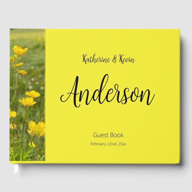 Livre D'or Mariage floral jaune joyeux (Recto)
