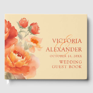 Livre D'or Mariage Floral Orange Brûlé automne