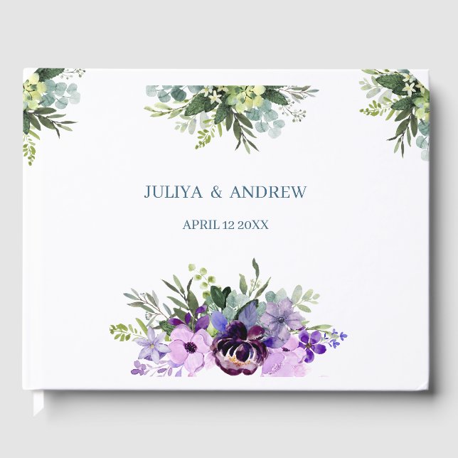 Livre D'or Mariage floral pourpre (Recto)