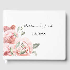 Livre D'or Mariage floral Rose de pêche romantique