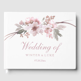 Livre d'or Mariage floral rose et gris
