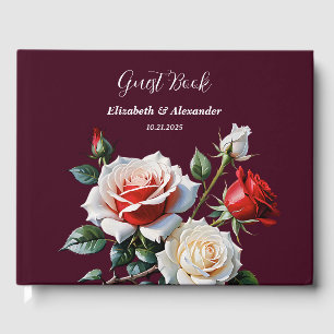 Livre D'or Mariage floral rose rose foncé