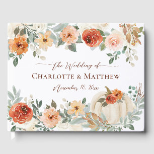 Livre D'or Mariage Floral Rustique Bohème Automne Citrouille