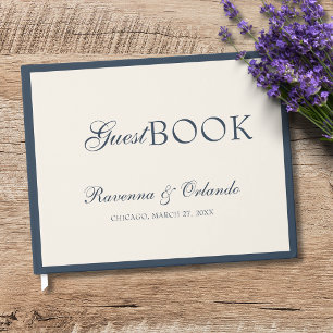 Livre D'or Mariage Glamour Éternel Bleu Marine Argent de Fami