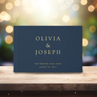 Livre D'or Mariage Gold Foil Custom Navy