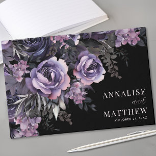 Livre D'or Mariage gothique à motifs floraux noirs