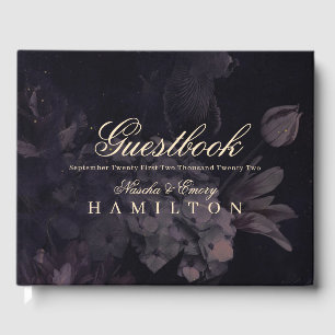 Livre D'or Mariage gothique Aquarelle violette  Floral Boho