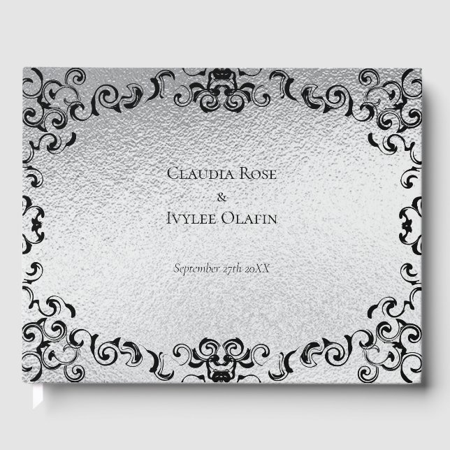 Livre D'or Mariage gothique argenté et noir (Recto)