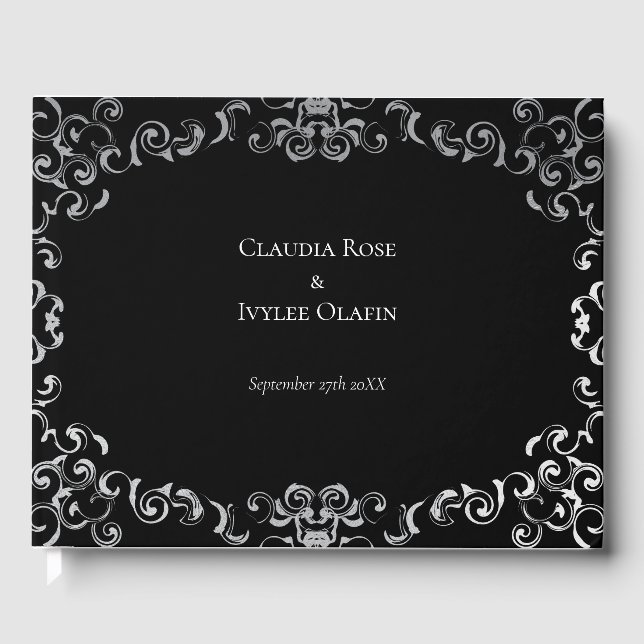 Livre D'or Mariage gothique argenté et noir (Recto)
