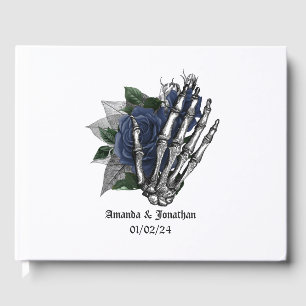 Livre D'or Mariage gothique floral bleu marine