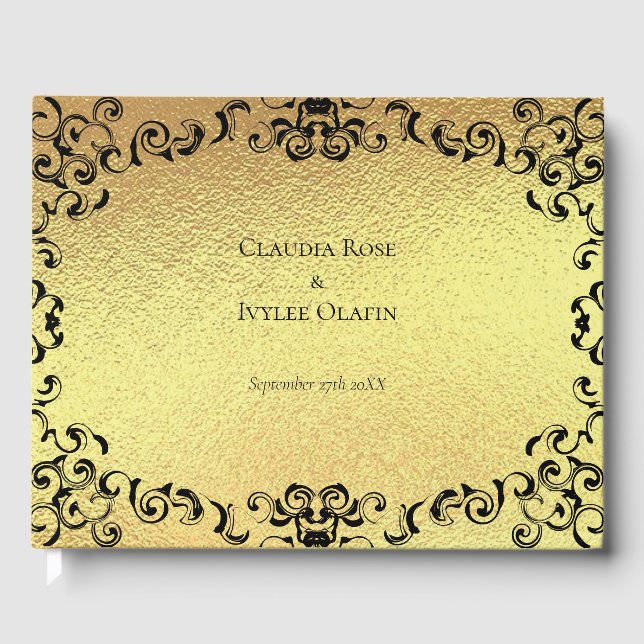 Livre D'or Mariage gothique or et noir (Recto)