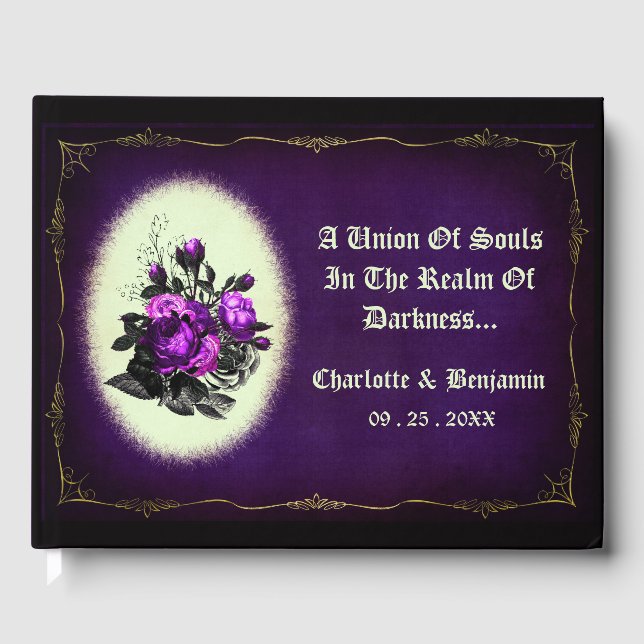Livre D'or Mariage gothique pourpre foncé (Recto)