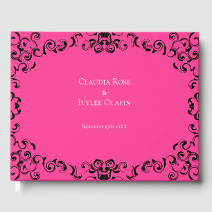 Livre D'or Mariage gothique rose chaud et noir