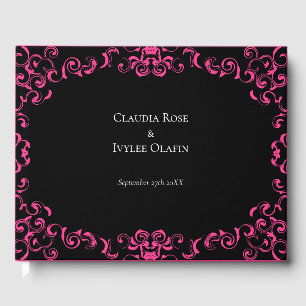Livre D'or Mariage gothique rose chaud et noir