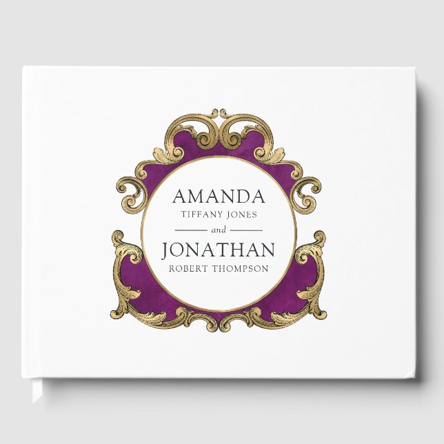 Livre D'or Mariage gothique violet, noir et or (Recto)