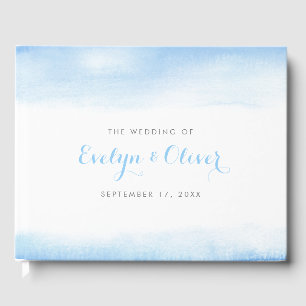 Livre D'or Mariage Lavis Aquarelle Bleu Ciel