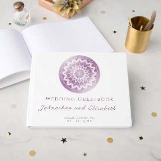 Livre D'or Mariage Mandala à Dentelle Rose