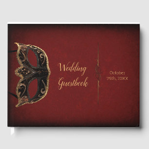Livre D'or Mariage mascarade rouge et or