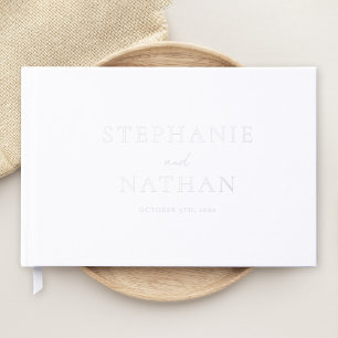 Livre D'or Mariage minimaliste blanc moderne à huile d'argent