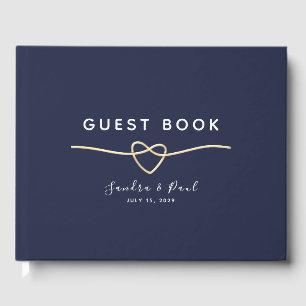 Livre D'or Mariage Minimaliste Bleu Nuit Or