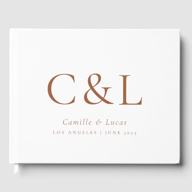Livre D'or Mariage minimaliste élégant en terre cuite (Recto)