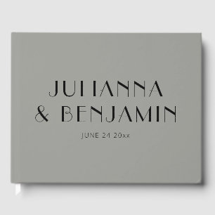 Livre D'or Mariage minimaliste élégant gris et noir personnal