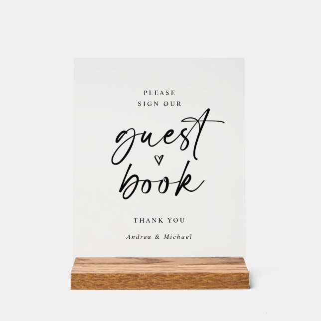 Livre d'or mariage minimaliste moderne écriture ma (Recto)
