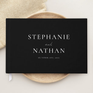 Livre D'or Mariage minimaliste noir moderne à huile d'argent