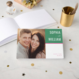 Livre D'or Mariage Minimaliste Vert Joyeux