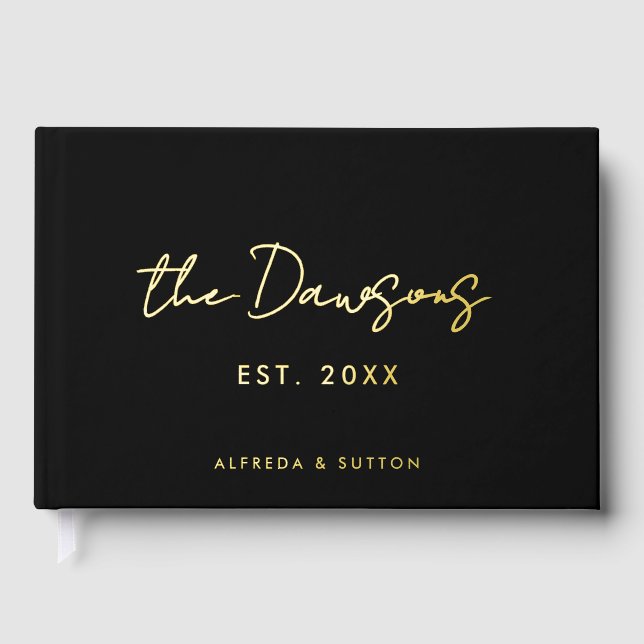 Livre D'or Mariage moderne Black & Gold (Recto)