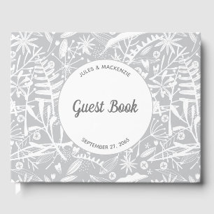 Livre D'or Mariage moderne Botanique gris argent