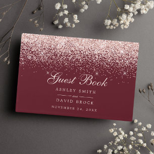 Livre D'or Mariage Moderne Chic Bourdon Or Rose Confettis