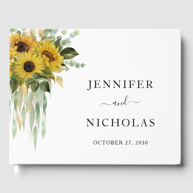 Livre D'or Mariage moderne de tournesol Eucalyptus (Recto)