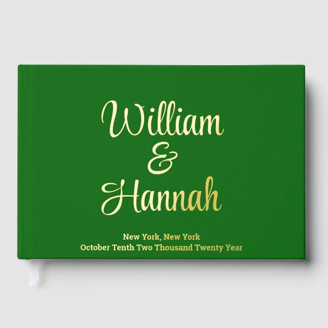 Livre D'or Mariage moderne Emerald Green avec couverture rigi (Recto)
