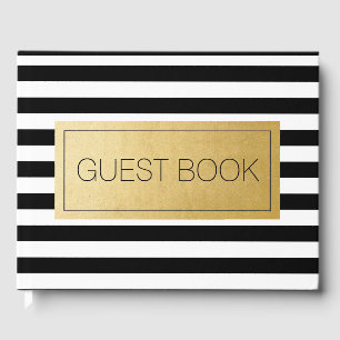 Livre D'or Mariage moderne en bande blanche noire Anniversair