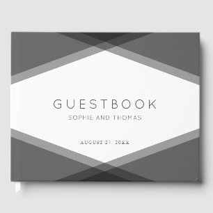 Livre D'or Mariage Moderne Géométrique à Couches Gris
